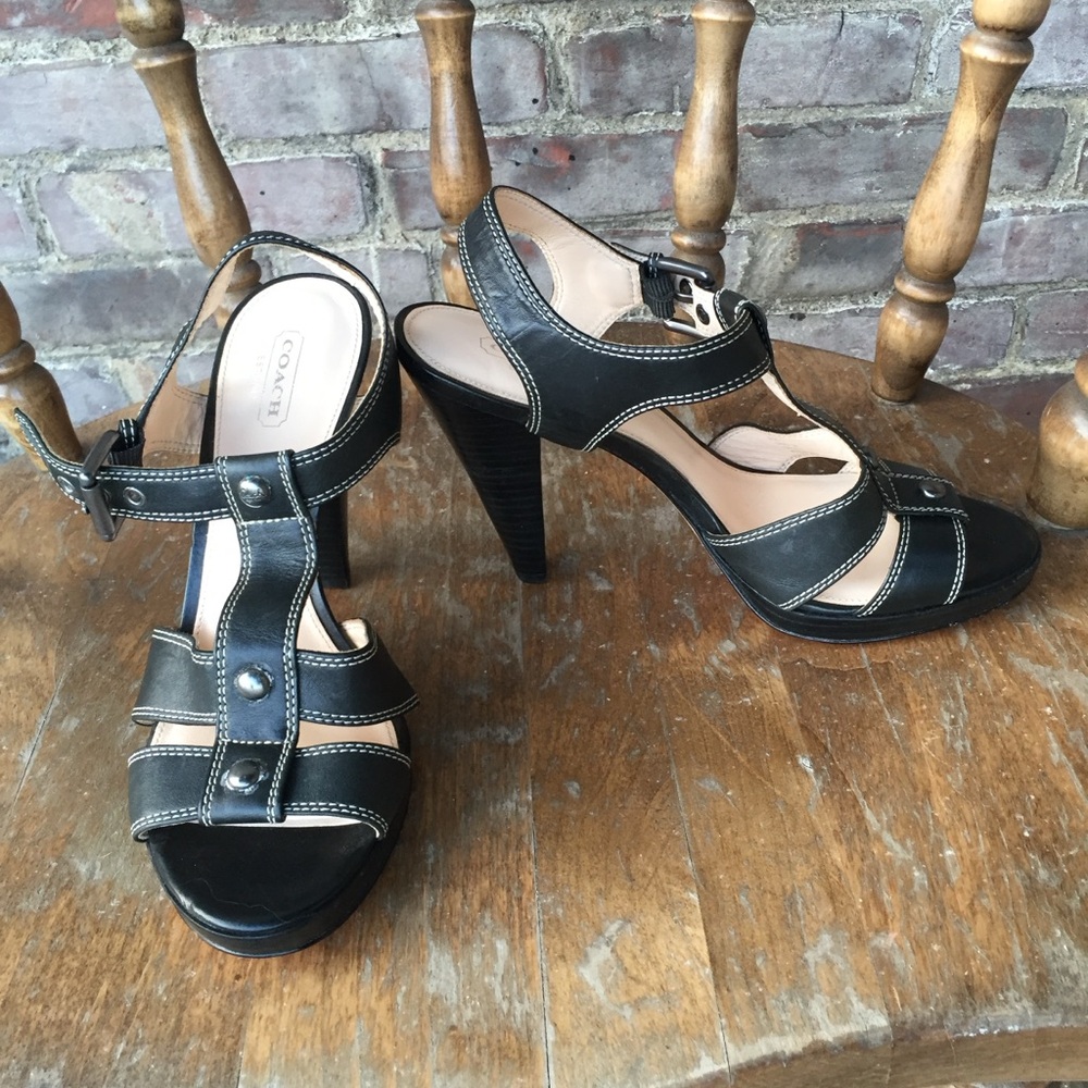 Coach Blue High Heels with T-Bar Straps